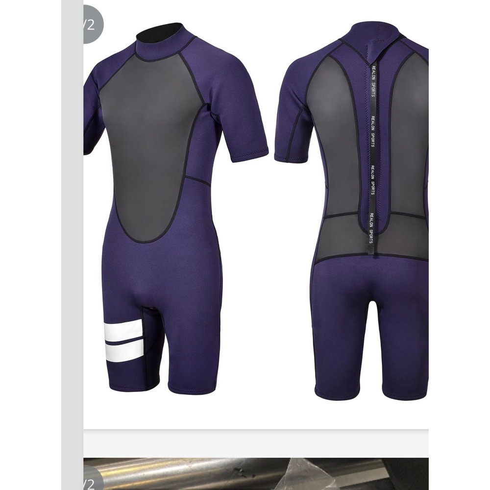 REALON 3mm Neoprene Wetsuit Shorty Smoothskin Triathlon Surfing Purple Black